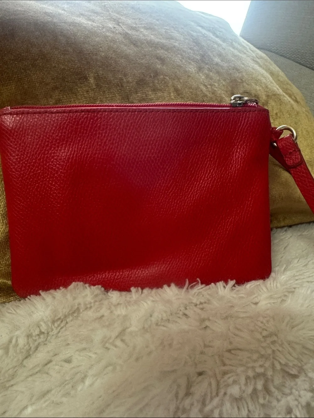 Coach Bi-Color Crossgrain Leather Small Corner Zip Wristlet